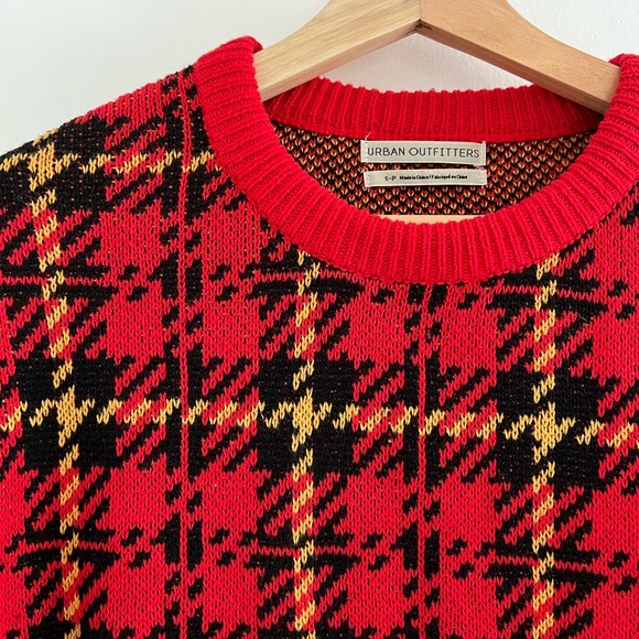 Urban Outfitters Red Plaid Knit Sweater - Picture 2 of 3